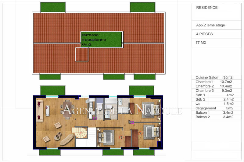 Appartement - 80 m² - 4 pièces