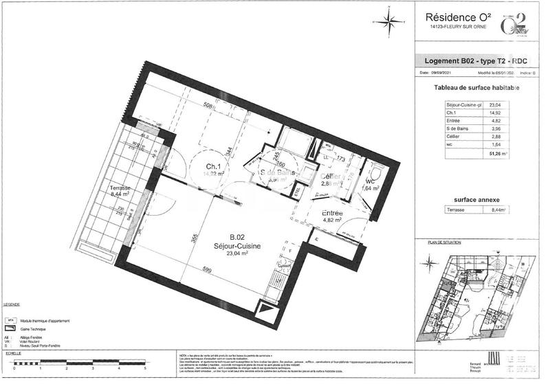 Appartement - 51 m² - 2 pièces