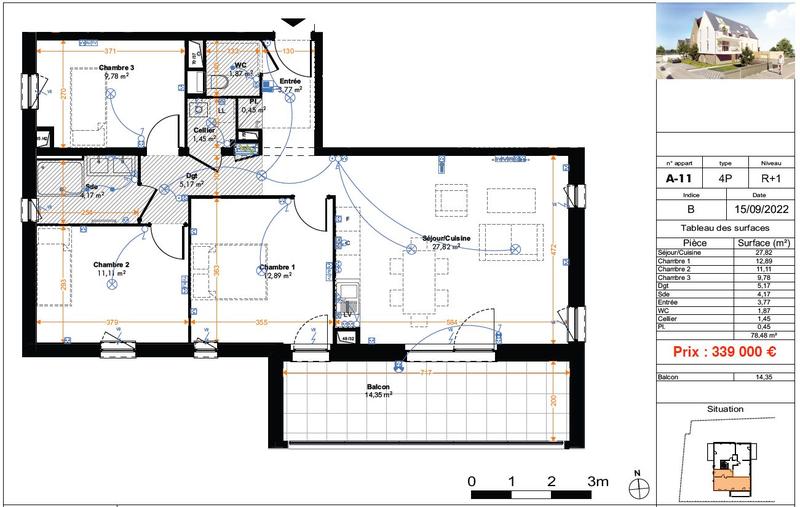 Appartement - 79 m² - 4 pièces