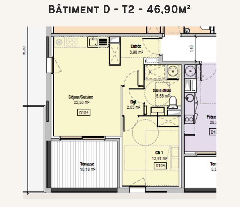 Appartement - 47 m² - 2 pièces