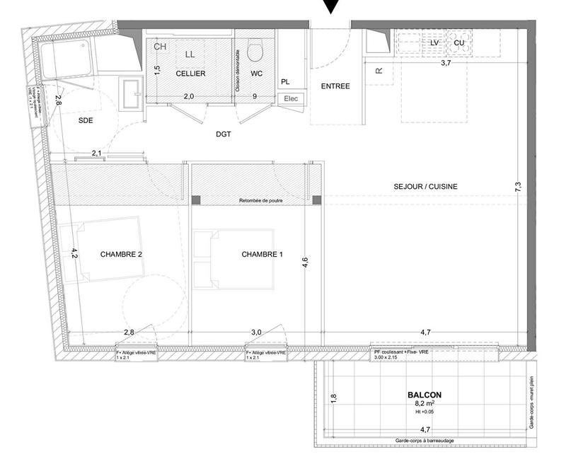 Appartement - 76 m² - 3 pièces