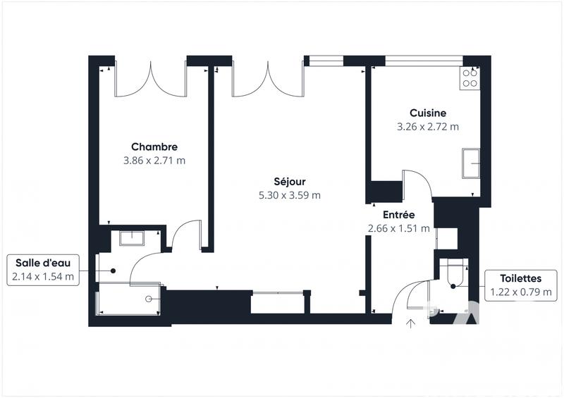 Appartement - 50 m² - 2 pièces