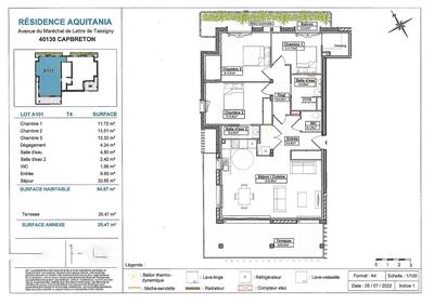Appartement sur toit - 95 m² - 4 pièces