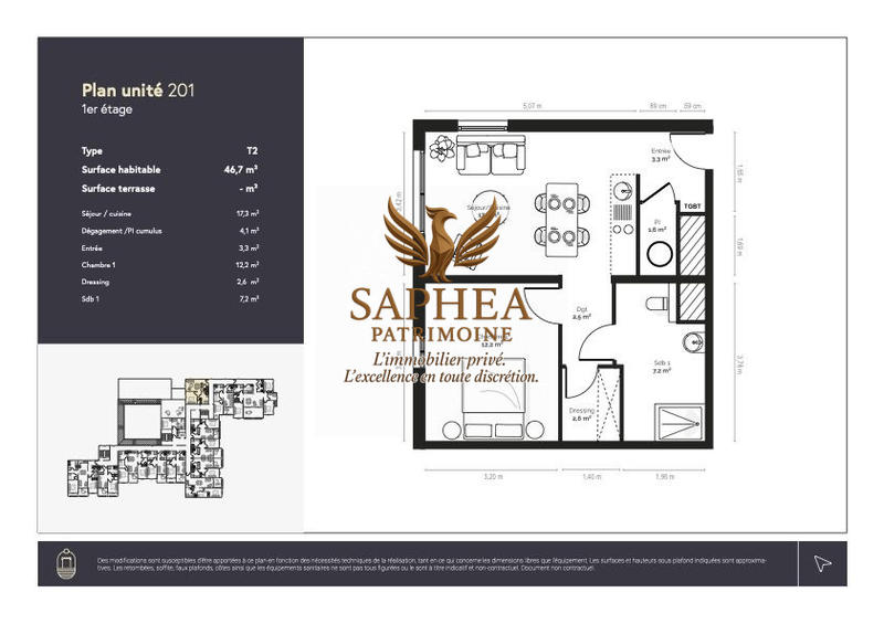 Appartement - 47 m² - 2 pièces