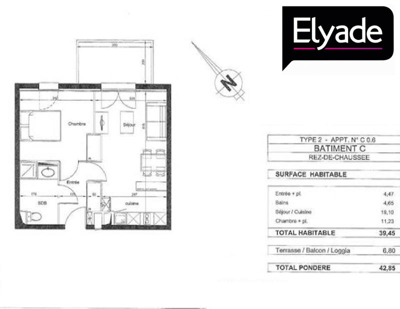 Appartement - 39 m² - 2 pièces