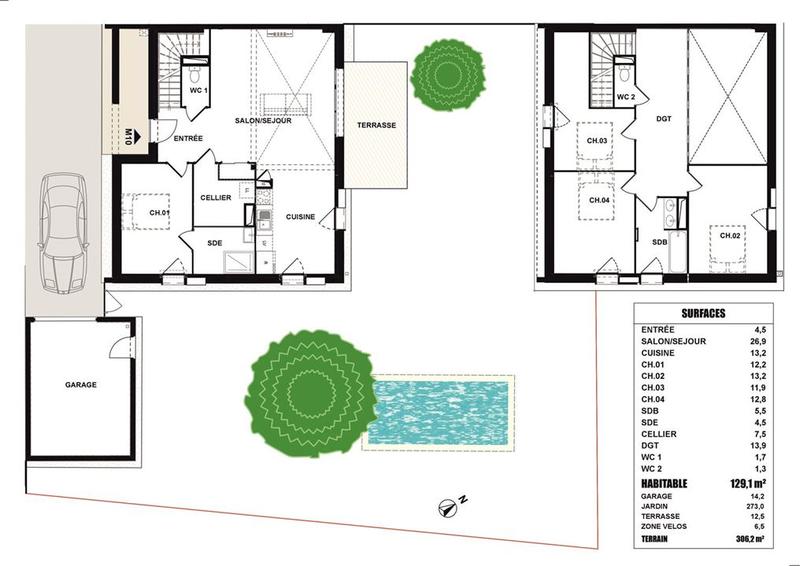 Maison de ville - 129 m² - 5 pièces
