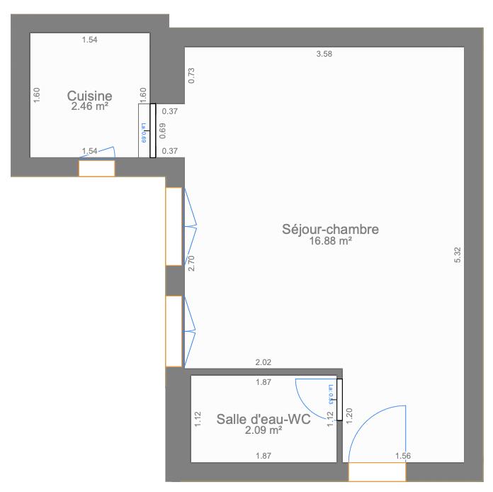 Appartement - 21 m² - 1 pièce