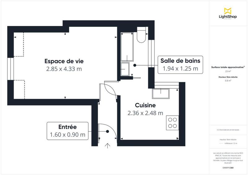 Appartement - 23 m² - 1 pièce