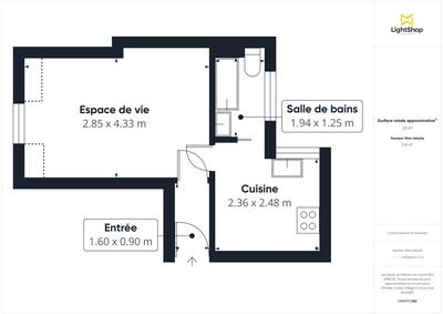 Appartement - 23 m² - 1 pièce