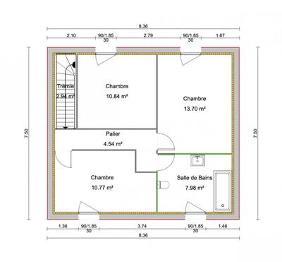 Maison - 96 m² - 1 pièce