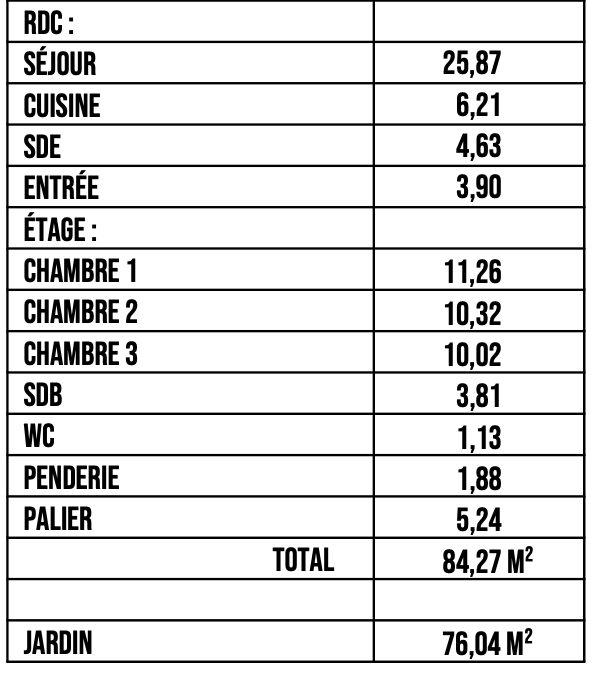 Maison traditionnelle - 84 m² - 4 pièces