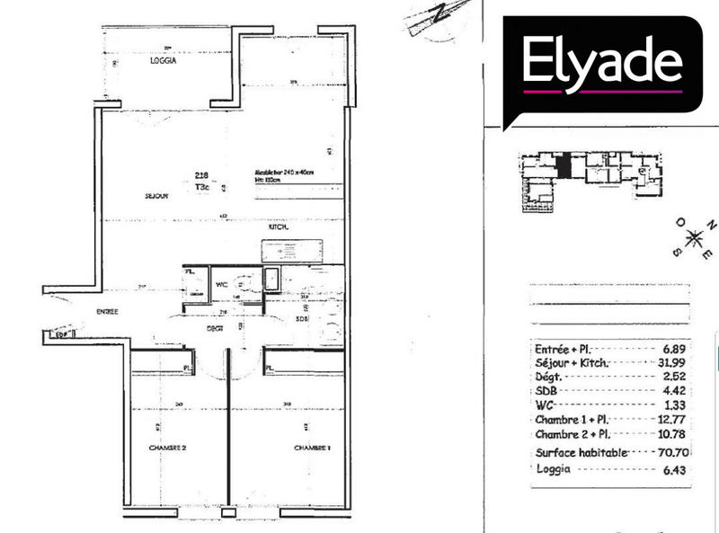 Appartement - 71 m² - 3 pièces