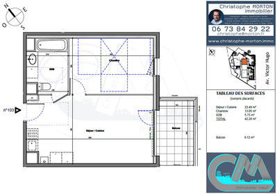 Appartement - 42 m² - 2 pièces