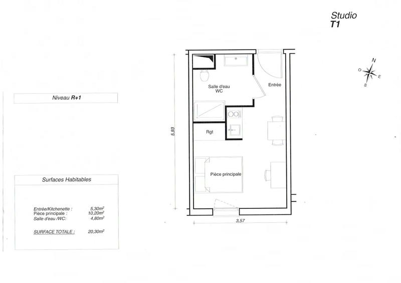 Appartement - 20 m² - 1 pièce