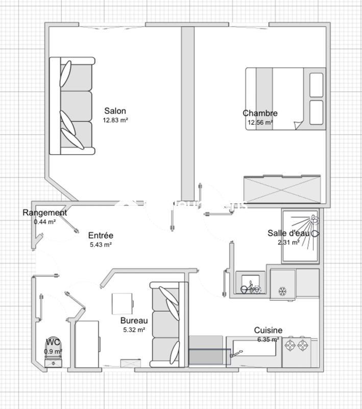Appartement ancien - 46 m² - 3 pièces