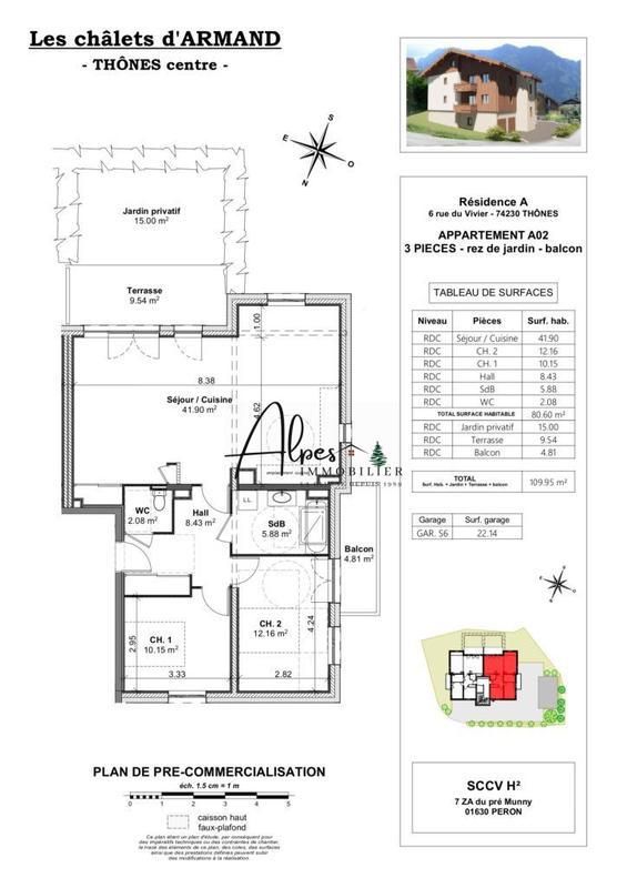 Appartement - 80 m² - 3 pièces