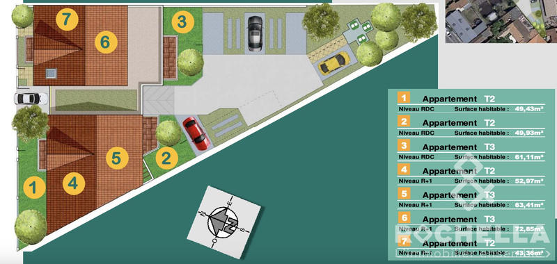 Appartement - 43 m² - 2 pièces