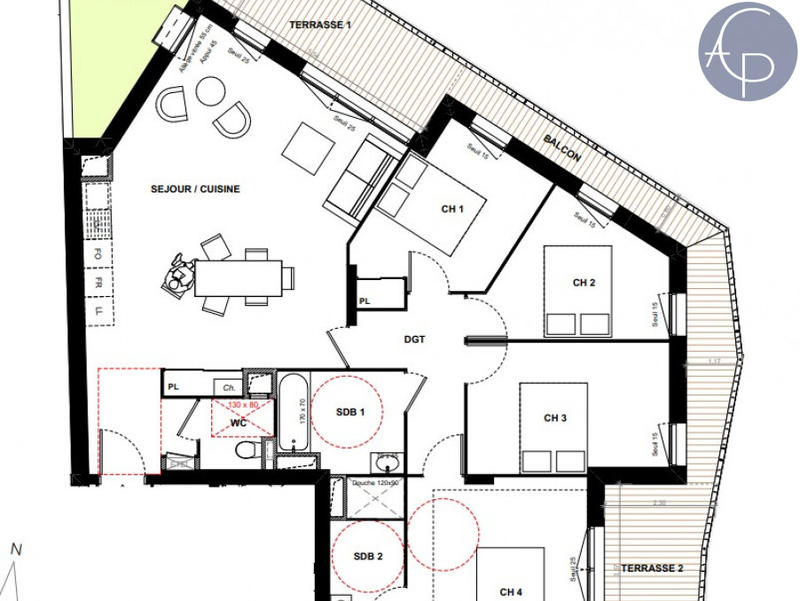 Appartement - 101 m² - 5 pièces