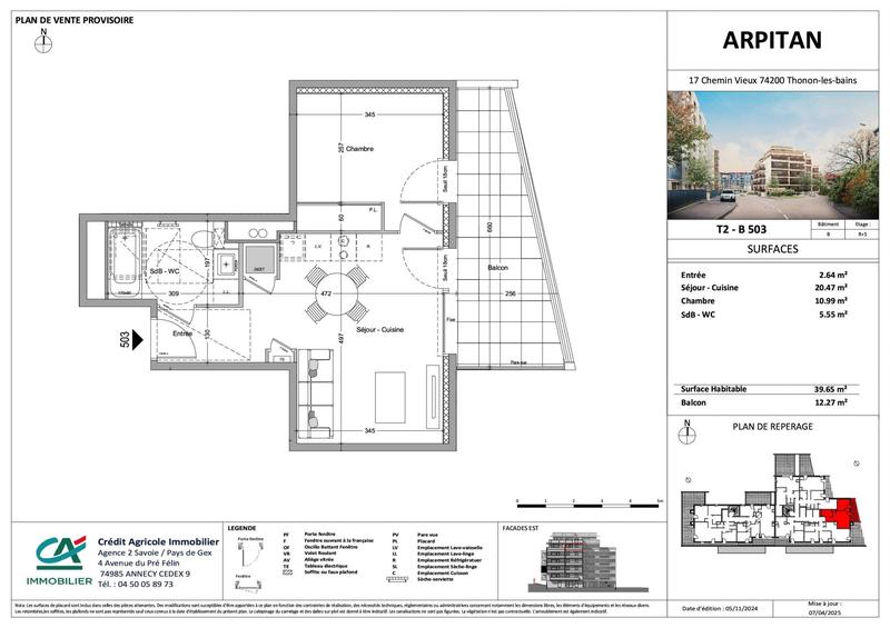 Appartement - 40 m² - 2 pièces