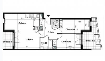 Appartement - 74 m² - 3 pièces