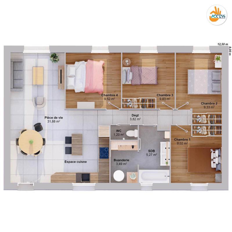 Maison - 83 m² - 6 pièces