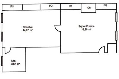Appartement - 38 m² - 2 pièces