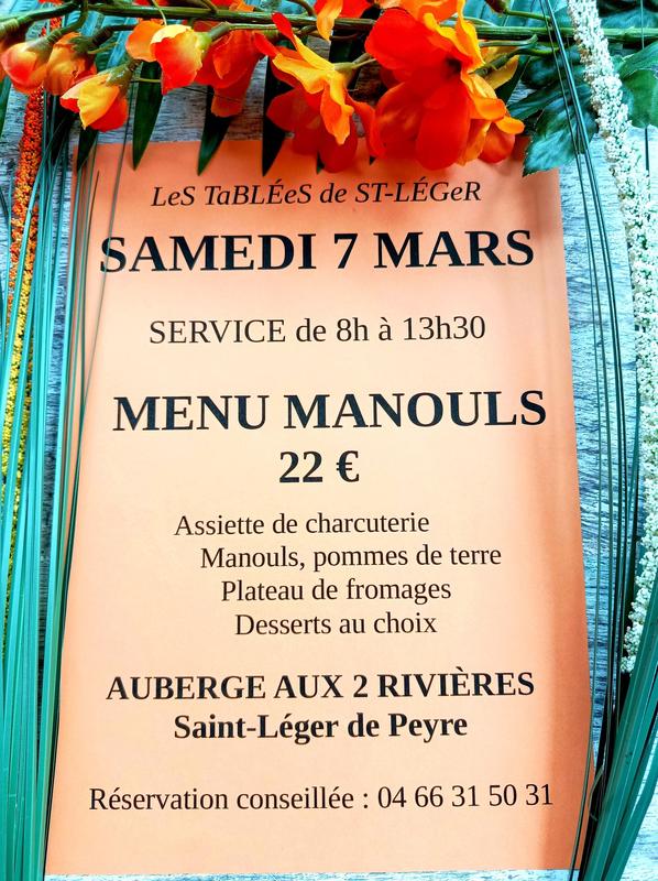 Les Tablées de St Léger - Menu Manouls