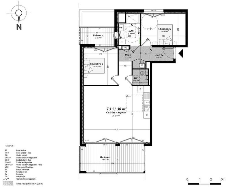 Appartement - 71 m² - 3 pièces