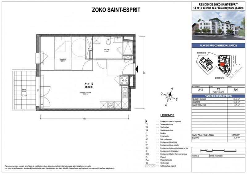 Appartement - 45 m² - 2 pièces