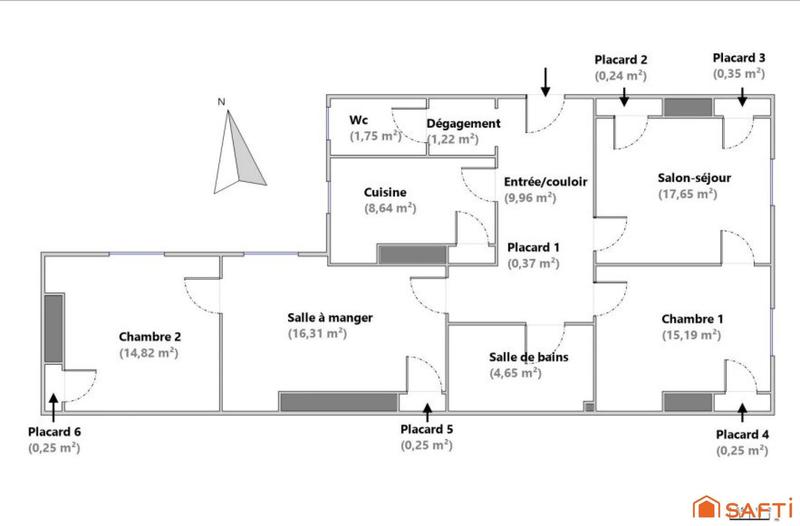Appartement - 92 m² - 4 pièces