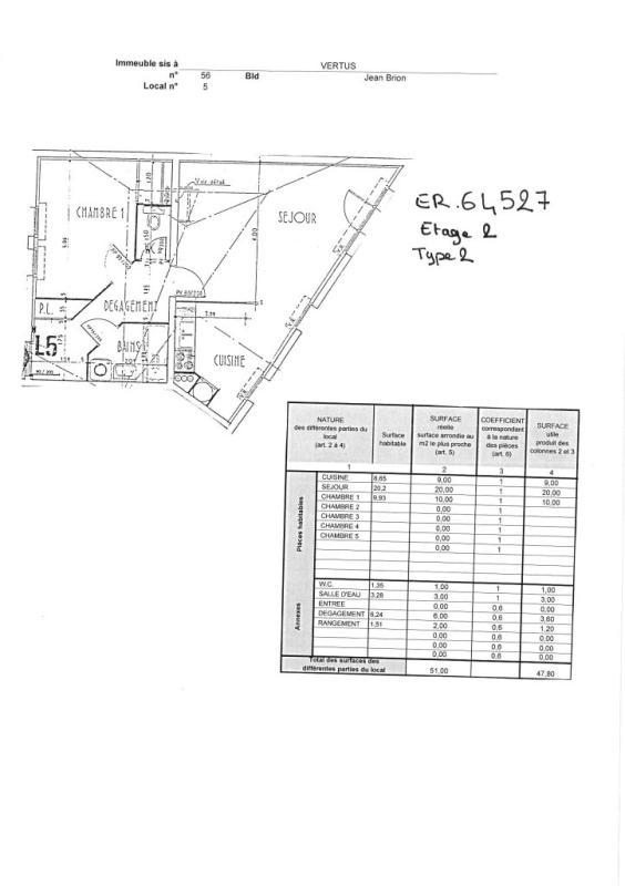 Appartement - 51 m² - 2 pièces