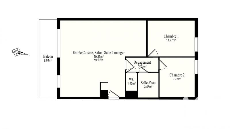 Appartement - 69 m² - 3 pièces