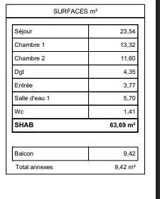 Appartement - 64 m² - 3 pièces