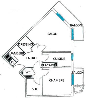 Appartement - 60 m² - 2 pièces