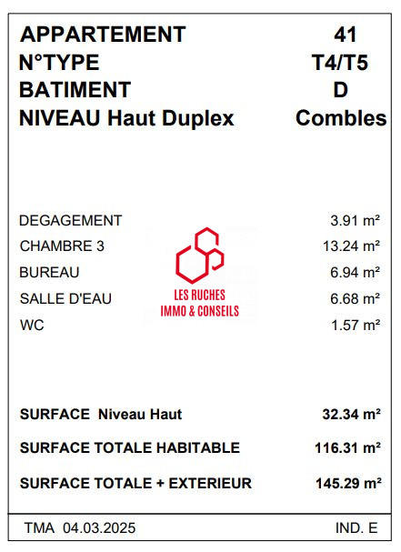 Duplex - 116 m² - 5 pièces