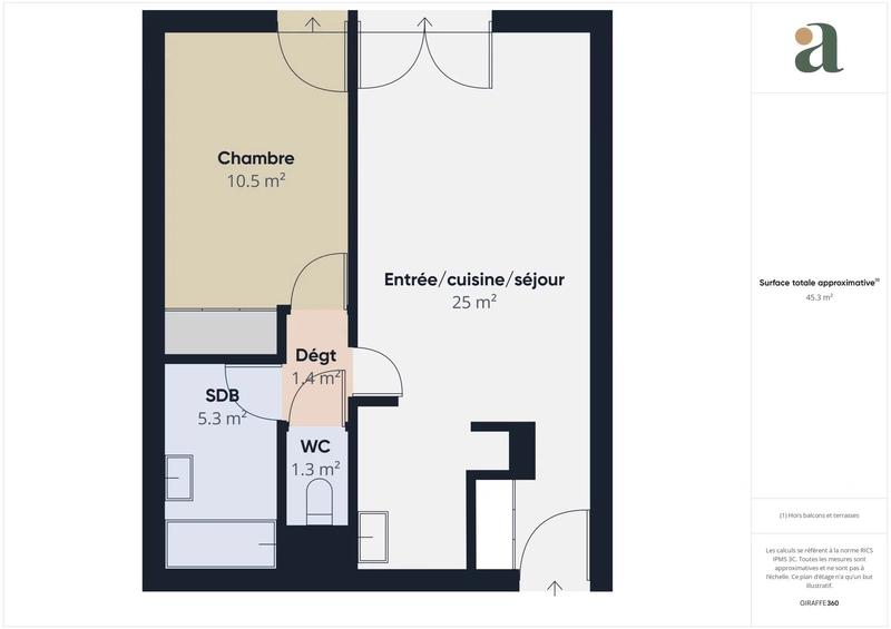 Appartement - 44 m² - 2 pièces