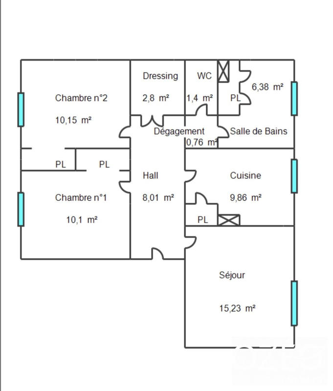 Appartement - 65 m² - 3 pièces