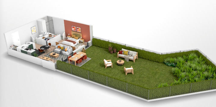 Appartement - 44 m² - 2 pièces