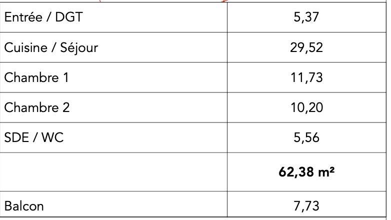 Appartement - 62 m² - 3 pièces