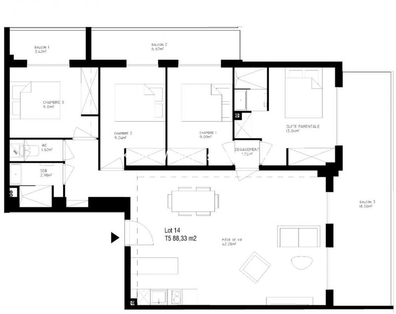 Appartement - 88 m² - 5 pièces