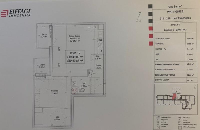 Appartement - 49 m² - 2 pièces