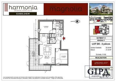 Appartement - 63 m² - 3 pièces