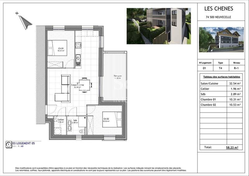 Appartement - 58 m² - 3 pièces