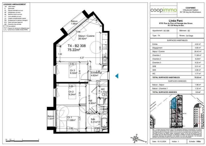 Appartement - 75 m² - 4 pièces