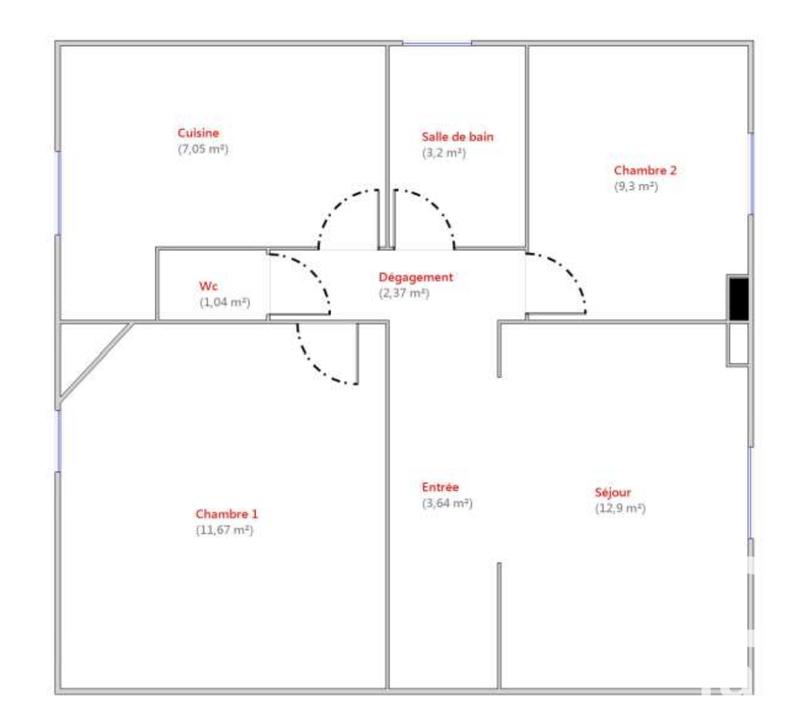 Appartement - 51 m² - 3 pièces