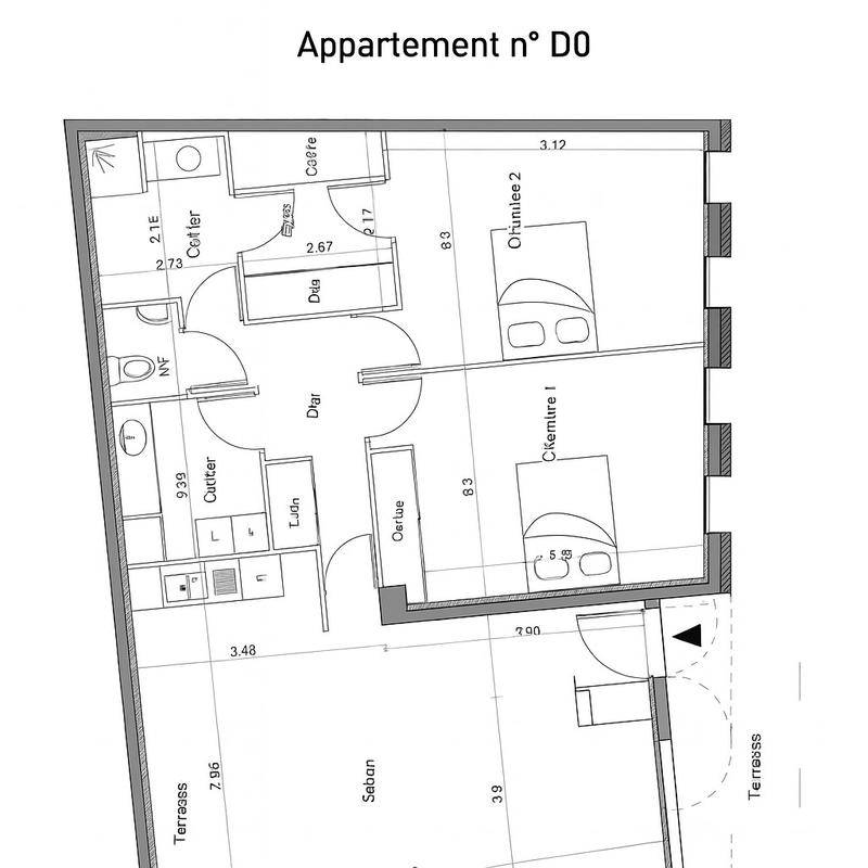 Appartement - 96 m² - 3 pièces