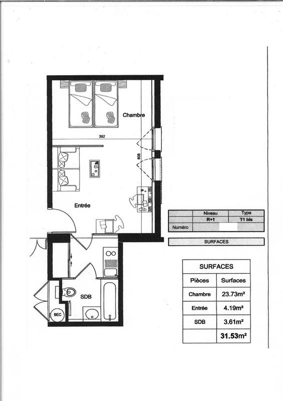 Appartement - 32 m² - 1 pièce