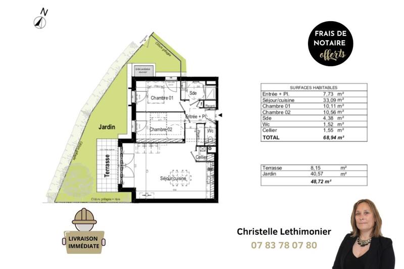 Appartement - 68 m² - 3 pièces