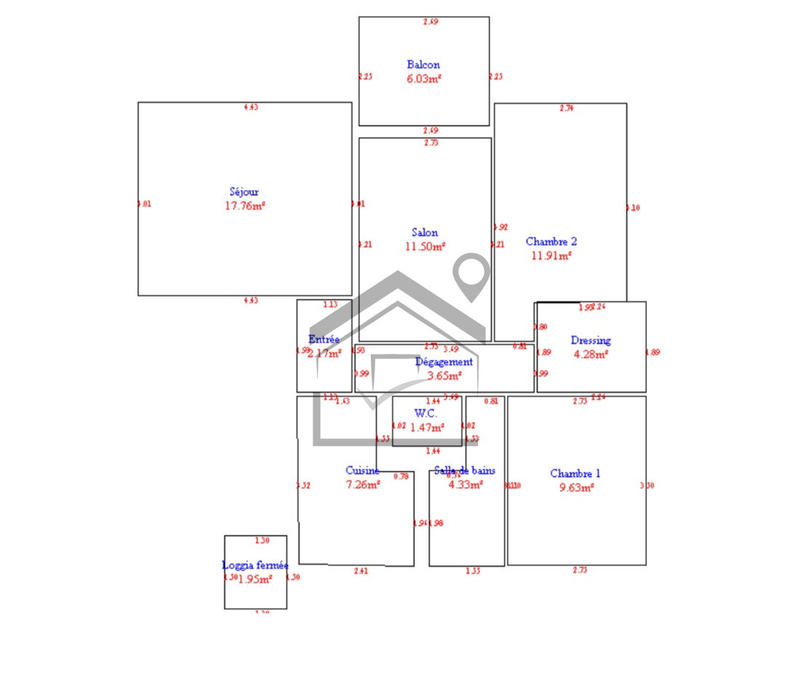 Appartement - 74 m² - 4 pièces