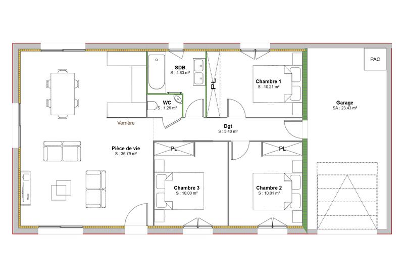 Maison - 80 m² - 4 pièces